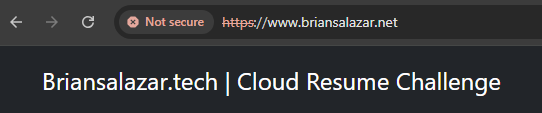 Screenshot of web page loading without HTTP