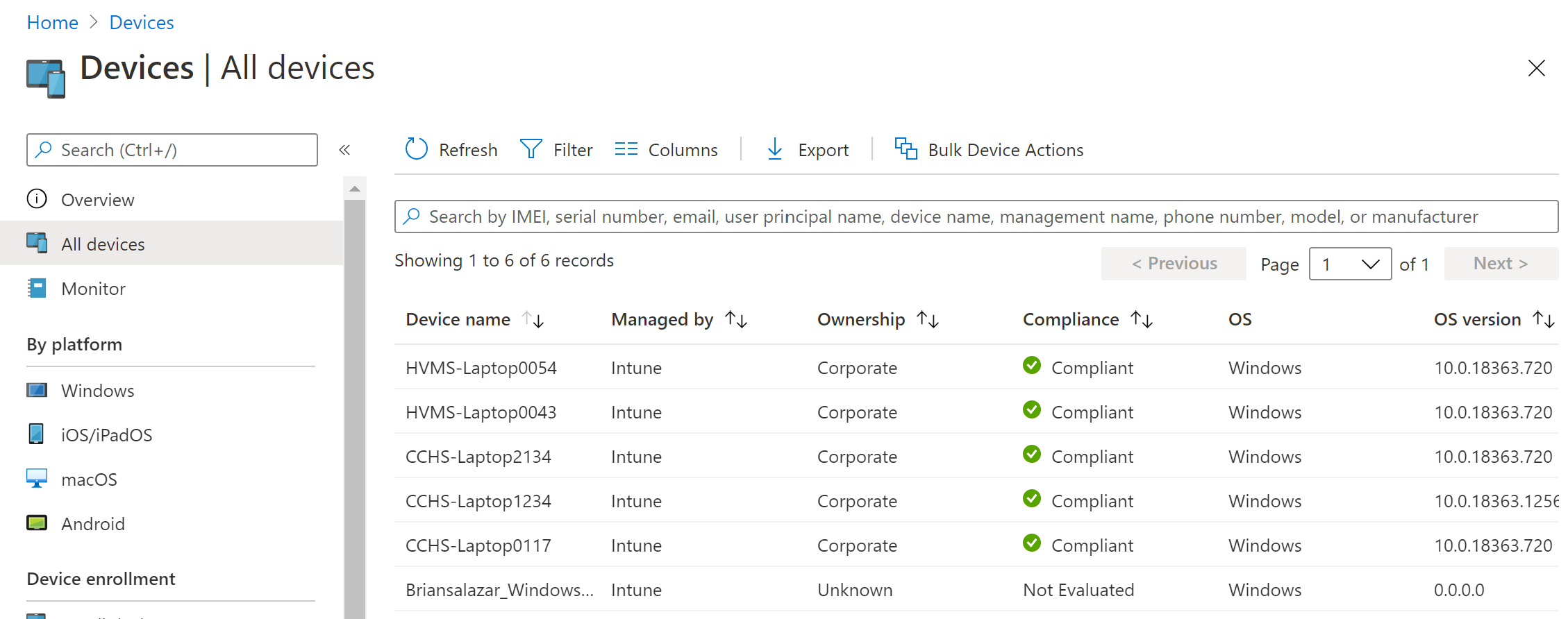 Devices in Intune