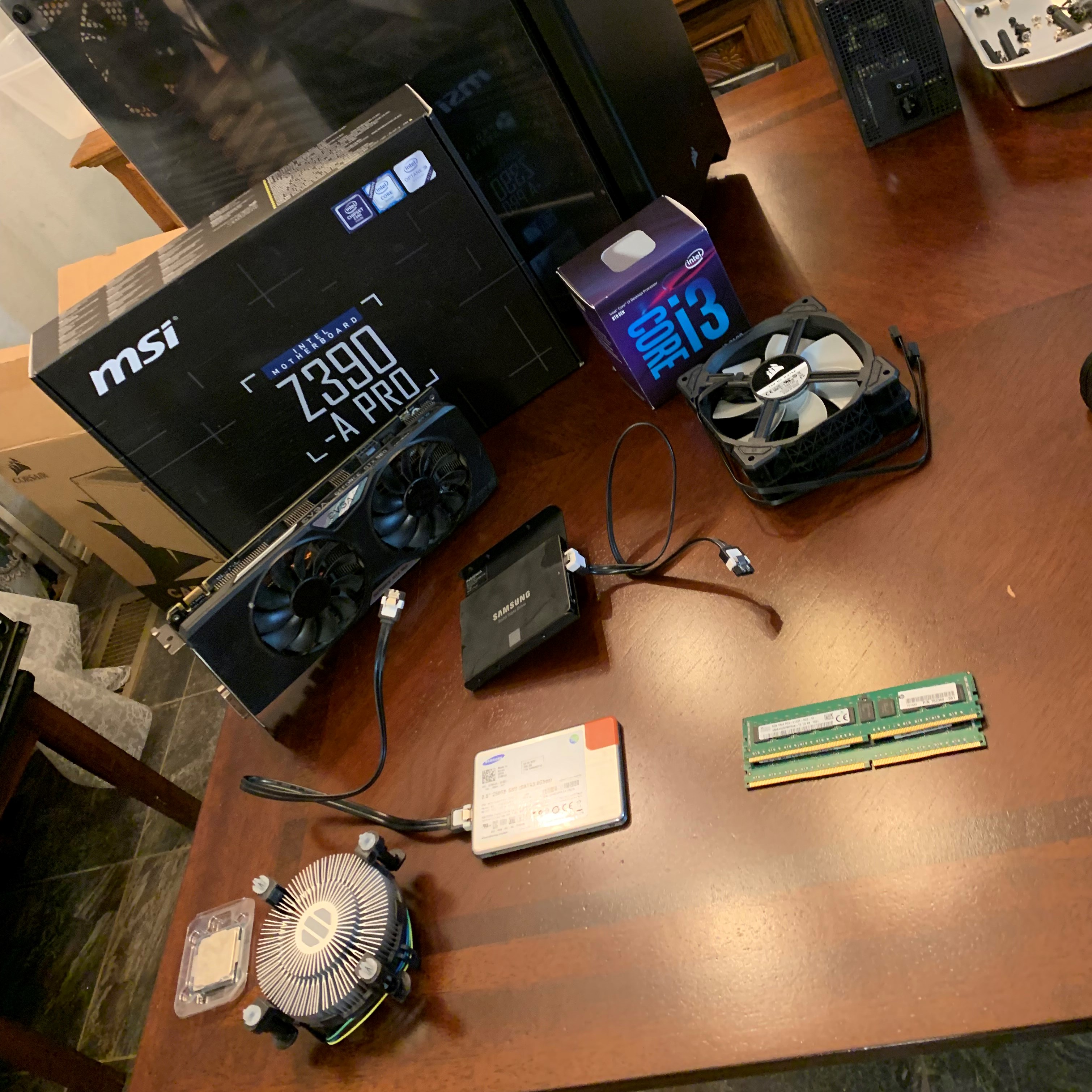 PC parts on desk